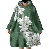 Ia Orana Tahiti Tiare Wearable Blanket Hoodie Sage Green Lei LT7 - Polynesian Pride
