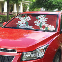 Ia Orana Tahiti Tiare Auto Sun Shade Crimson Lei - Polynesian Pride