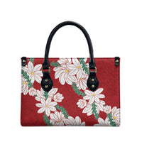 Ia Orana Tahiti Tiare Leather Bag Crimson Lei LT7 - Polynesian Pride