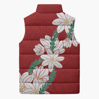 Ia Orana Tahiti Tiare Sleeveless Puffer Jacket Crimson Lei LT7 - Polynesian Pride