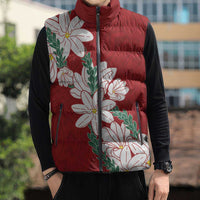 Ia Orana Tahiti Tiare Sleeveless Puffer Jacket Crimson Lei LT7 - Polynesian Pride