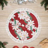Ia Orana Tahiti Tiare Tree Skirt Crimson Lei LT7 Fringed Red - Polynesian Pride