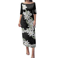 Ia Orana Tahiti Tiare Family Matching Puletasi and Hawaiian Shirt Black Lei LT7 Mom's Dress Black - Polynesian Pride