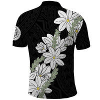 Ia Orana Tahiti Tiare Polo Shirt Black Lei - Polynesian Pride