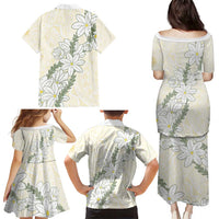 Ia Orana Tahiti Tiare Family Matching Puletasi and Hawaiian Shirt Lemon Yellow Lei LT7 - Polynesian Pride