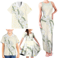 Ia Orana Tahiti Tiare Family Matching Tank Maxi Dress and Hawaiian Shirt Lemon Yellow Lei LT7 - Polynesian Pride