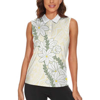 Ia Orana Tahiti Tiare Women Sleeveless Polo Shirt Lemon Yellow Lei LT7 - Polynesian Pride