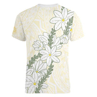 Ia Orana Tahiti Tiare Women V-Neck T-Shirt Lemon Yellow Lei LT7 - Polynesian Pride