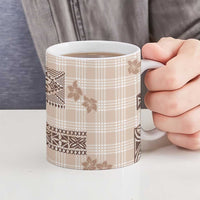 Hawaiian Quilt Tapa On Beige Palaka Motifs Ceramic Mug