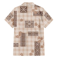 Hawaiian Quilt Tapa On Beige Palaka Motifs Family Matching Tank Maxi Dress and Hawaiian Shirt LT7 - Polynesian Pride