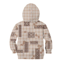 Hawaiian Quilt Tapa On Beige Palaka Motifs Kid Hoodie
