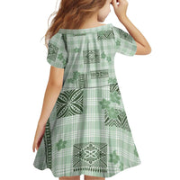 Hawaiian Quilt Tapa On Pastel Mint Palaka Motifs Family Matching Off Shoulder Maxi Dress and Hawaiian Shirt LT7 - Polynesian Pride