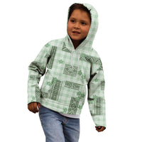 Hawaiian Quilt Tapa On Pastel Mint Palaka Motifs Kid Hoodie