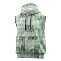 Hawaiian Quilt Tapa On Pastel Mint Palaka Motifs Sleeveless Hoodie