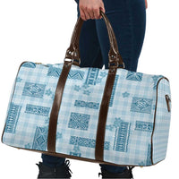 Hawaiian Quilt Tapa On Cold Blue Palaka Motifs Travel Bag