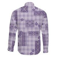 Hawaiian Quilt Tapa On Lilac Palaka Motifs Family Matching Off Shoulder Maxi Dress and Hawaiian Shirt LT7 - Polynesian Pride