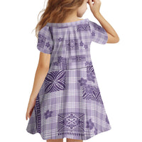 Hawaiian Quilt Tapa On Lilac Palaka Motifs Kid Short Sleeve Dress