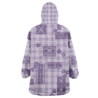 Hawaiian Quilt Tapa On Lilac Palaka Motifs Wearable Blanket Hoodie
