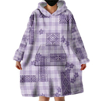 Hawaiian Quilt Tapa On Lilac Palaka Motifs Wearable Blanket Hoodie