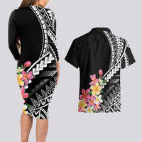 AAPI Heritage Month Couples Matching Long Sleeve Bodycon Dress and Hawaiian Shirt Kanaka Hawaii Plumeria LT7 - Polynesian Pride