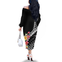 AAPI Heritage Month Family Matching Off The Shoulder Long Sleeve Dress and Hawaiian Shirt Kanaka Hawaii Plumeria LT7 - Polynesian Pride