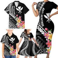 AAPI Heritage Month Family Matching Short Sleeve Bodycon Dress and Hawaiian Shirt Kanaka Hawaii Plumeria LT7 - Polynesian Pride