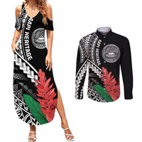 AAPI Heritage Month Couples Matching Summer Maxi Dress and Long Sleeve Button Shirt Samoa Teuila