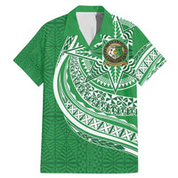 Tonga Liahona High School Personalized Family Matching Mermaid Dress and Hawaiian Shirt Ngatu Tokelaufeletoa Motifs LT7 Dad's Shirt - Short Sleeve Green - Polynesian Pride
