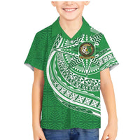 Tonga Liahona High School Personalized Family Matching Mermaid Dress and Hawaiian Shirt Ngatu Tokelaufeletoa Motifs LT7 Son's Shirt Green - Polynesian Pride