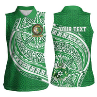 Tonga Liahona High School Personalized Women Sleeveless Polo Shirt Ngatu Tokelaufeletoa Motifs LT7 - Polynesian Pride