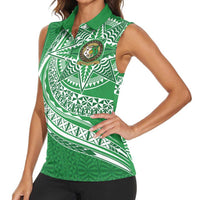 Tonga Liahona High School Personalized Women Sleeveless Polo Shirt Ngatu Tokelaufeletoa Motifs LT7 - Polynesian Pride