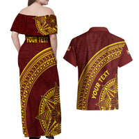 Tonga High School Couples Matching Off Shoulder Maxi Dress and Hawaiian Shirt THS Anniversary Ngatu Motif LT7 - Polynesian Pride