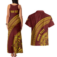 Tonga High School Couples Matching Tank Maxi Dress and Hawaiian Shirt THS Anniversary Ngatu Motif LT7 - Polynesian Pride