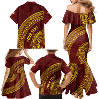 Tonga High School Family Matching Mermaid Dress and Hawaiian Shirt THS Anniversary Ngatu Motif LT7 - Polynesian Pride