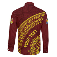 Tonga High School Family Matching Off The Shoulder Long Sleeve Dress and Hawaiian Shirt THS Anniversary Ngatu Motif LT7 - Polynesian Pride