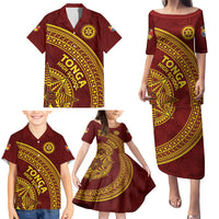 Tonga High School Family Matching Puletasi and Hawaiian Shirt THS Anniversary Ngatu Motif LT7 - Polynesian Pride