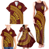 Tonga High School Family Matching Tank Maxi Dress and Hawaiian Shirt THS Anniversary Ngatu Motif LT7 - Polynesian Pride