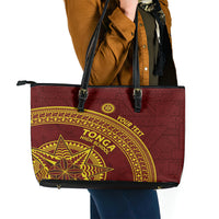 Tonga High School Leather Tote Bag THS Anniversary Ngatu Motif