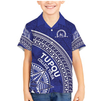Tupou College Toloa Family Matching Mermaid Dress and Hawaiian Shirt Ngatu Tapa Mix Style LT7 Son's Shirt Blue - Polynesian Pride