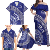 Tupou College Toloa Family Matching Off Shoulder Maxi Dress and Hawaiian Shirt Ngatu Tapa Mix Style LT7 - Polynesian Pride