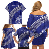 Tupou College Toloa Family Matching Off Shoulder Short Dress and Hawaiian Shirt Ngatu Tapa Mix Style LT7 - Polynesian Pride