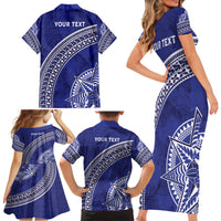 Tupou College Toloa Family Matching Short Sleeve Bodycon Dress and Hawaiian Shirt Ngatu Tapa Mix Style LT7 - Polynesian Pride