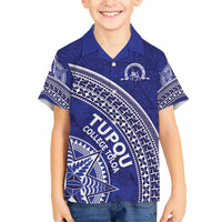 Tupou College Toloa Family Matching Short Sleeve Bodycon Dress and Hawaiian Shirt Ngatu Tapa Mix Style LT7 Son's Shirt Blue - Polynesian Pride