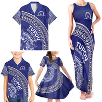Tupou College Toloa Family Matching Tank Maxi Dress and Hawaiian Shirt Ngatu Tapa Mix Style LT7 - Polynesian Pride