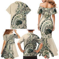 Aloha Hawaii Tapa Family Matching Mermaid Dress and Hawaiian Shirt Summer Green Hawaiian Ipu LT7 - Polynesian Pride