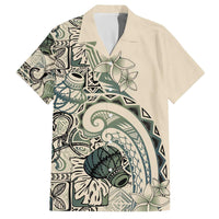 Aloha Hawaii Tapa Family Matching Off The Shoulder Long Sleeve Dress and Hawaiian Shirt Summer Green Hawaiian Ipu LT7 Dad's Shirt - Short Sleeve Emerald - Polynesian Pride