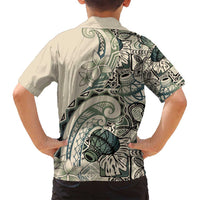 Aloha Hawaii Tapa Family Matching Off Shoulder Maxi Dress and Hawaiian Shirt Summer Green Hawaiian Ipu LT7 - Polynesian Pride