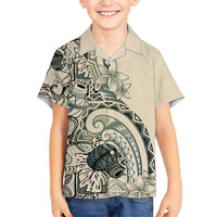 Aloha Hawaii Tapa Family Matching Short Sleeve Bodycon Dress and Hawaiian Shirt Summer Green Hawaiian Ipu LT7 Son's Shirt Emerald - Polynesian Pride