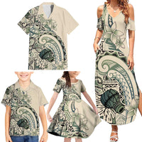 Aloha Hawaii Tapa Family Matching Summer Maxi Dress and Hawaiian Shirt Summer Green Hawaiian Ipu LT7 - Polynesian Pride