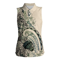 Aloha Hawaii Tapa Women Sleeveless Polo Shirt Summer Green Hawaiian Ipu LT7 Female Emerald - Polynesian Pride